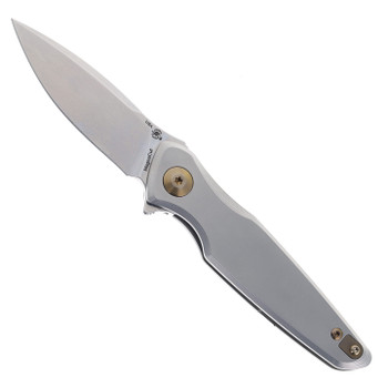 Spartan Blades Pandia Folding Knife Bronze Anodized Titanium Handle Magnacut Spear Point Plain Edge SF16SWBZ