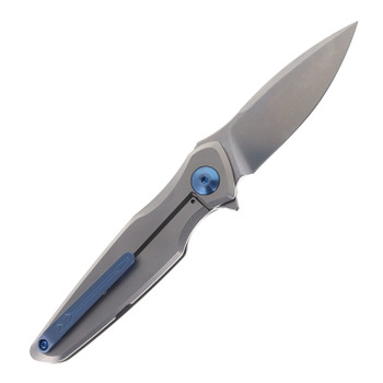 Spartan Blades Pandia Folding Knife Blue Anodized Titanium Handle Magnacut Spear Point Plain Edge SF16SWBL