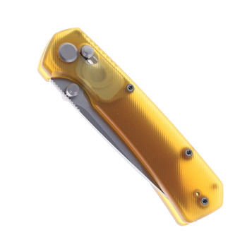 GEO Knife Blaze Folding Knife Ultem Handle M390 Tanto Point Plain Edge Stonewash Finish GEO2503J