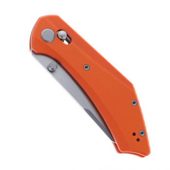GEO Knife Divid Folding Knife Orange G10 Handle M390 Drop Point Plain Edge Stonewash Finish GEO2507H