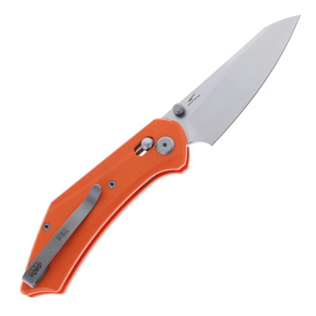 GEO Knife Divid Folding Knife Orange G10 Handle M390 Drop Point Plain Edge Stonewash Finish GEO2507H