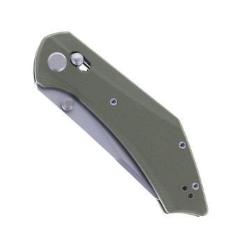 GEO Knife Divid Folding Knife Green G10 Handle M390 Drop Point Plain Edge Stonewash Finish GEO2507I