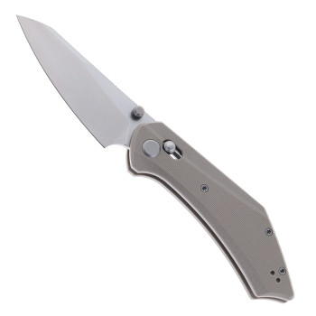 GEO Knife Divid Folding Knife Khaki G10 Handle M390 Drop Point Plain Edge Stonewash Finish GEO2507J