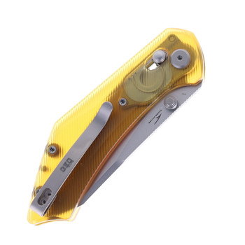 GEO Knife Divid Folding Knife Ultem Handle M390 Drop Point Plain Edge Stonewash Finish GEO2507K