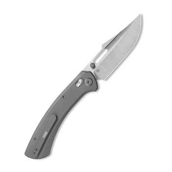 Geo Knife Strix Folding Knife Dark Gray Titanium Handle M390 Drop Point Plain Edge Hand Rubbed Satin Finish GEO2510B