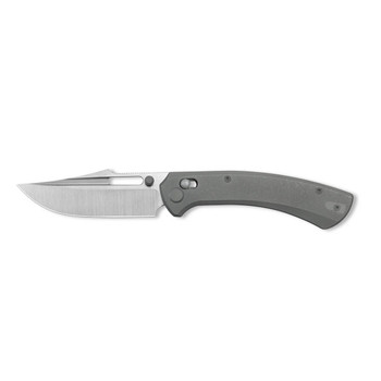 Geo Knife Strix Folding Knife Dark Gray Titanium Handle M390 Drop Point Plain Edge Hand Rubbed Satin Finish GEO2510B