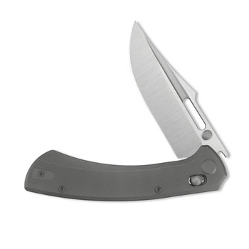 Geo Knife Strix Folding Knife Dark Gray Titanium Handle M390 Drop Point Plain Edge Hand Rubbed Satin Finish GEO2510B