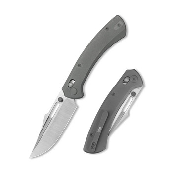 Geo Knife Strix Folding Knife Dark Gray Titanium Handle M390 Drop Point Plain Edge Hand Rubbed Satin Finish GEO2510B