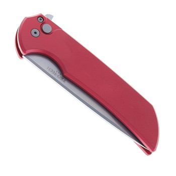Pro-Tech Mordax Button Lock Folding Knife Solid Red Aluminum Handle Stonewash Magnacut Blade MX101-RED-20CV