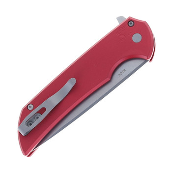 Pro-Tech Mordax Button Lock Folding Knife Solid Red Aluminum Handle Stonewash Magnacut Blade MX101-RED-20CV