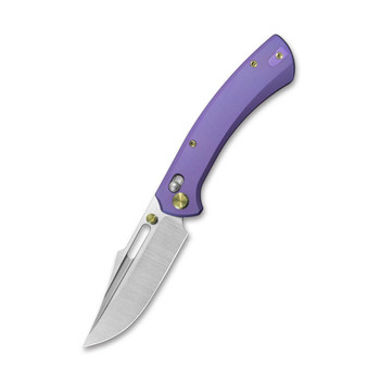 Geo Knife Strix Folding Knife Purple Titanium Handle M390 Drop Point Plain Edge Hand Rubbed Satin Finish GEO2510D