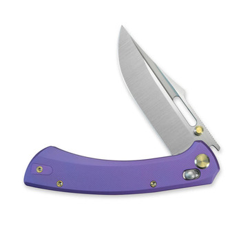 Geo Knife Strix Folding Knife Purple Titanium Handle M390 Drop Point Plain Edge Hand Rubbed Satin Finish GEO2510D