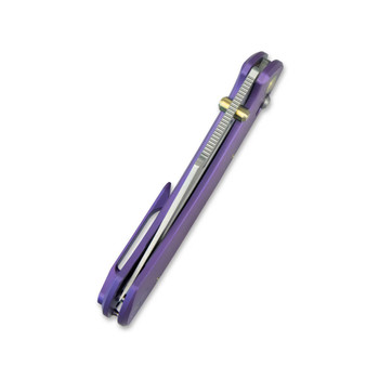 Geo Knife Strix Folding Knife Purple Titanium Handle M390 Drop Point Plain Edge Hand Rubbed Satin Finish GEO2510D