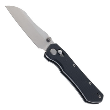 Geo Knife Komodo Folding Knife Black G10 Handle M390 Drop Point Plain Edge Stonewash Finish GEO2509E
