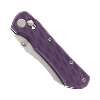 Geo Knife Komodo Folding Knife Purple G10 Handle M390 Drop Point Plain Edge Stonewash Finish GEO2509G