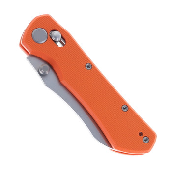 Geo Knife Komodo Folding Knife Orange G10 Handle M390 Drop Point Plain Edge Stonewash Finish GEO2509H