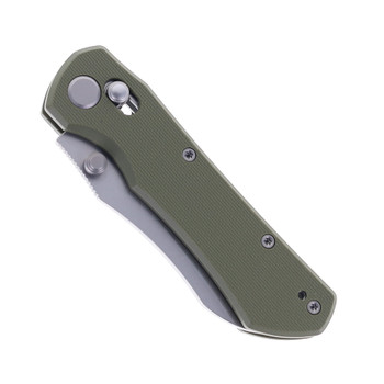 Geo Knife Komodo Folding Knife Green G10 Handle M390 Drop Point Plain Edge Stonewash Finish GEO2509I