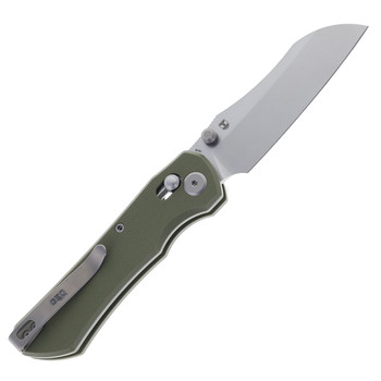Geo Knife Komodo Folding Knife Green G10 Handle M390 Drop Point Plain Edge Stonewash Finish GEO2509I