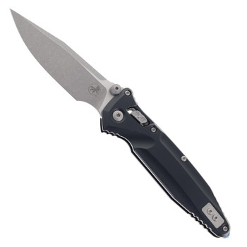 MIcrotech Socom Delta RAM-LOK Crossbar Folding Knife Black Contoured Aluminum Handle M390MK Apocalyptic Clip Point Blade 159RL-10AP