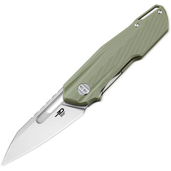 Bestech Toddler Folding Knife OD Green G10 Handle 14C28N Plain Edge Stonewash/Satin Finish BG64B