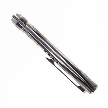 TwoSun Folding Knife Lined Titanium Handle 14c28n Stonewashed Blade TS570-LINES