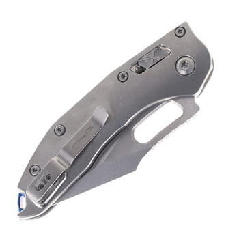 Microtech Stitch Ram-Lok Marfione Select Stonewashed Titanium Handle with Blue Accents S/E M390 Stonewashed Blade 169RL-10MS2