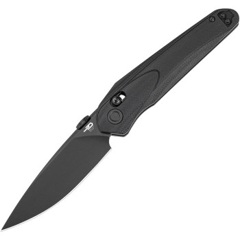 Bestech Mothus Folding Knife Black G10 Handle 14C28N Drop Point Plain Edge Black PVD Finish BG67G