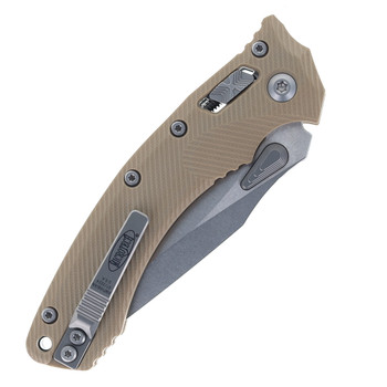 Microtech Amphibian Ram-Lok Folding Knife S/E Stonewash Finish Bohler M390MK Blade Tan G10 Handle 137RL-10FLGTTA