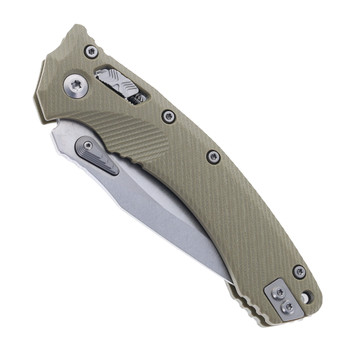 Microtech Amphibian Ram-Lok Folding Knife S/E Stonewash Finish Bohler M390MK Blade OD Green G10 Handle 137RL-10FLGTOD