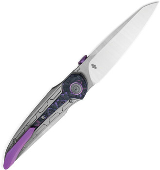 Bestech Prydwen Folding Knife Beadblast Titanium/Purple Haze Fat Carbon Fiber Handle M-Cut Sheepsfoot Plain Edge Satin Finish BT2409A