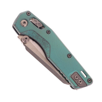 Microtech MSI Mini Ram-Lok Marfione Select Bronze M390MK Blade Stonewash Blade Antique Green Fluted Titanium Bronze Handle 210M-13FLMS2