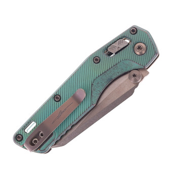 Microtech MSI Mini Ram-Lok Marfione Select Bronze M390MK Blade Stonewash Blade Antique Green Fluted Titanium Bronze Handle 210M-13FLMS2