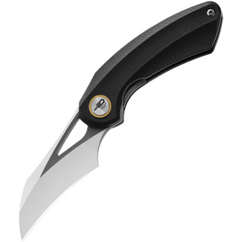Bestech Bihai Folding Knife Black G10 Handle 14C28N Hawkbill Plain Edge Black Stonewash/Satin Finish BG53A-2