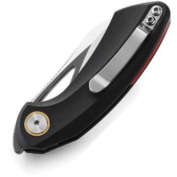 Bestech Bihai Folding Knife Black G10 Handle 14C28N Hawkbill Plain Edge Black Stonewash/Satin Finish BG53A-2