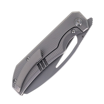 Bestech Mini Taipan Folding Knife Beadblast/Stonewash Titanium Handle M-Cut Sheepsfoot Plain Edge Beadblast/Stonewash Finish BT2603A