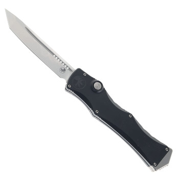 Microtech Halo IV Marfione Select Single-Action OTF Automatic Knife Black Anodized Aluminum Handle M390MK Stonewashed Tanto Blade 1151-10MS1