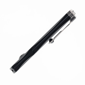 Microtech Halo IV Marfione Select Single-Action OTF Automatic Knife Black Anodized Aluminum Handle M390MK Stonewashed Tanto Blade 1151-10MS1