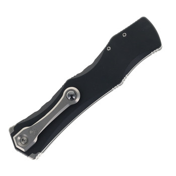 Microtech Halo IV Marfione Select Single-Action OTF Automatic Knife Black Anodized Aluminum Handle M390MK Stonewashed Tanto Blade 1151-10MS1