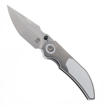 Poikilo Standard Folding Knife PSW White Titanium Handle M398 Harpoon Plain Edge COL-CAS-STD-PSW398-TI-WHT-1P