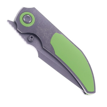 Poikilo Standard Folding Knife Green Titanium Handle M398 Harpoon Plain Edge DSW Finish COL-CAS-STDDSW-398-TI-GRN-1P
