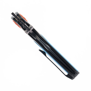 Poikilo Standard Folding Knife Black/Teal Titanium Handle M398 Harpoon Plain Edge Black DLC Finish COL-CAS-STD-CHR398-TI-TEL-1P