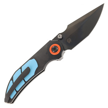 Poikilo Standard Folding Knife Black/Teal Titanium Handle M398 Harpoon Plain Edge Black DLC Finish CK CASQUE STANDARD CHR TEAL TRIPTYCH(3P)