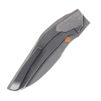 Poikilo VK-Odon Standard Folding Knife Dark Stonewash Titanium Handle M398 Drop Point Plain Edge DSW Finish COL-ODO-ST-DD-SW-398-TI