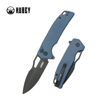 (Read Description) Open Box/Returned Kubey RDF Pocket Folding Knife Blue G-10 Handle 3.11" Blackwash 14C28N Blade Knife KU316J