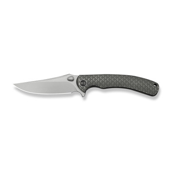 WE Dracarys Folding Knife Gray Titanium Handle M390 Clip Point Plain Edge Stonewash Finish Limited Edition WE25061B-1