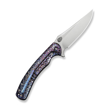 WE Dracarys Folding Knife Flame Titanium Handle M390 Clip Point Plain Edge Satin Finish Limited Edition WE25061B-3