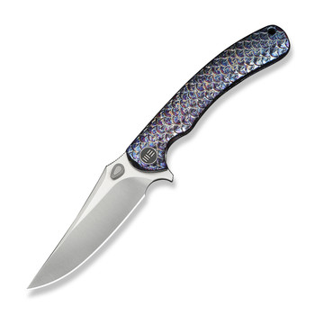 WE Dracarys Folding Knife Flame Titanium Handle M390 Clip Point Plain Edge Satin Finish Limited Edition WE25061B-3