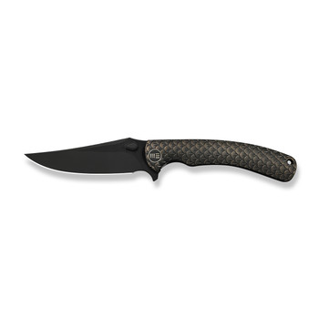 WE Dracarys Folding Knife Bronze/Black Titanium Handle M390 Clip Point Plain Edge Black Stonewashed Bevels, Black Brushed Flats Finish Limited Edition WE25061B-4