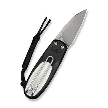 Civivi Purr Folding Knife Black/White G10 Handle Nitro-V Plain Edge Stonewash Finish C25054-2