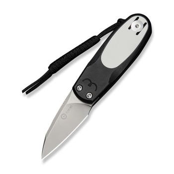 Civivi Purr Folding Knife Black/White G10 Handle Nitro-V Plain Edge Stonewash Finish C25054-2